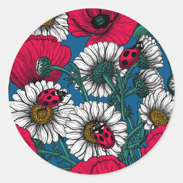 Die Wiese Runder Aufkleber (Vorderseite)