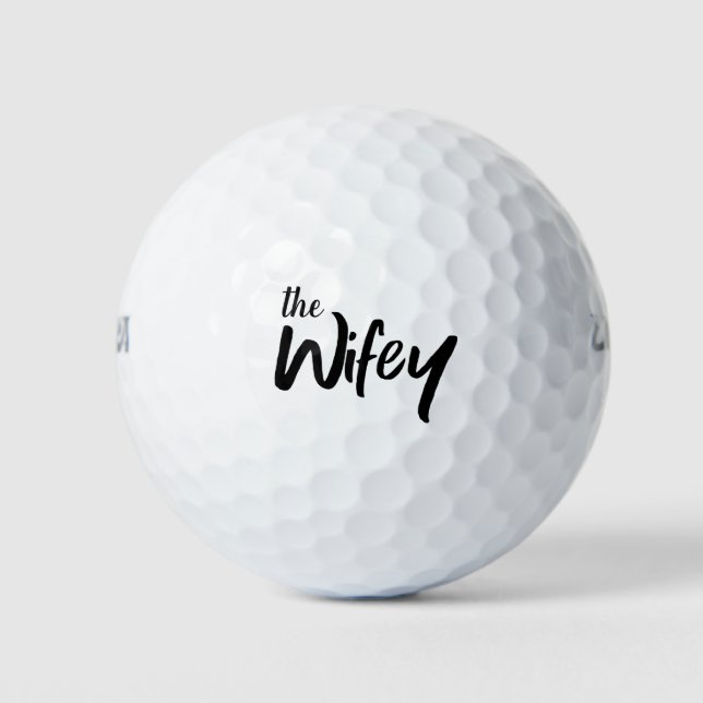 Die Wifey Funny Brush Script Typografie Golfball (Vorderseite)