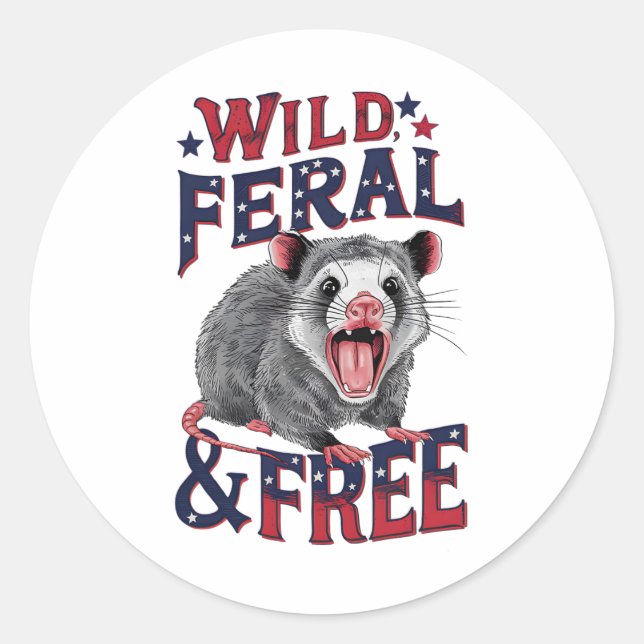 Die wilde Opossum-Wild-Wildnis und die freie Possu Runder Aufkleber (Vorderseite)