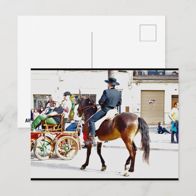 Die Willkommensparty der Pferde Postkarte (Vorne/Hinten)