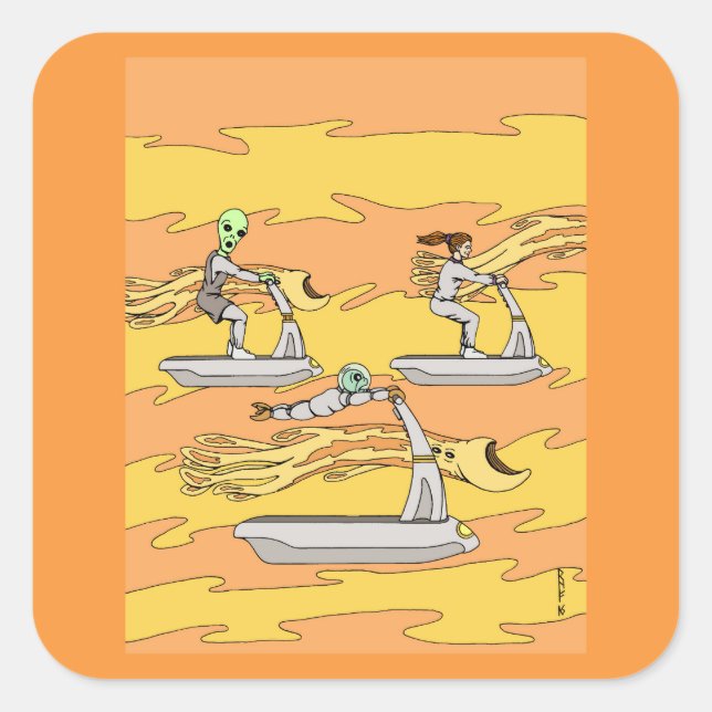 Die Wind-Reiter Quadratischer Aufkleber (Vorderseite)