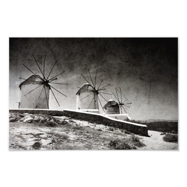 Die Windmühlen von Mykonos 2 - Drucken Fotodruck (Vorne)
