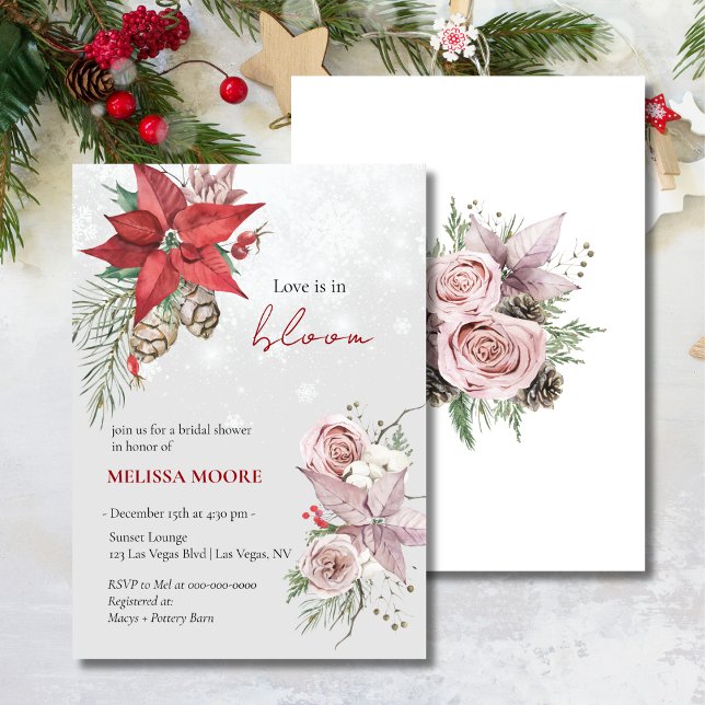 Die Winter-Liebe ist im Brautparty Poinsettia Einladung (Von Creator hochgeladen)