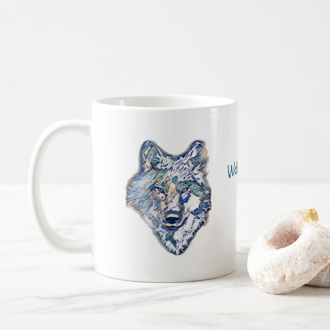 Die Winter Wolf (personalisierte) Kaffee-Tasse Kaffeetasse (Mit Donut)