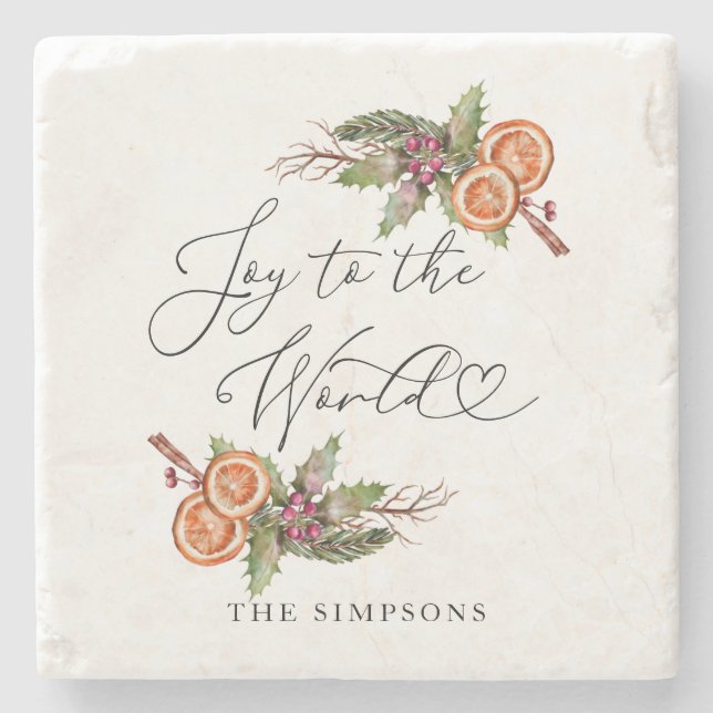 Die Winterlandschaft Freude an der Welt Steinuntersetzer (Vorderseite)