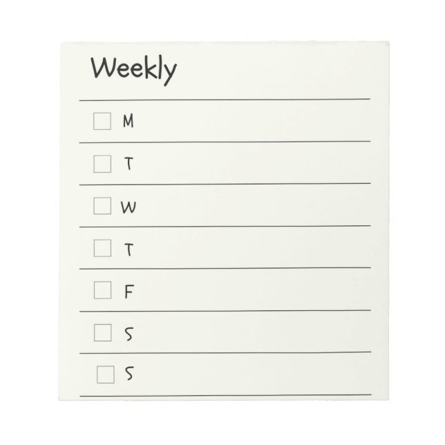 Die Woche im Stil organisieren Notizblock (Vorderseite)