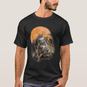 Die Wölfe der Bergmänner schauen auf den Indiane T-Shirt