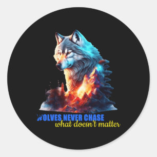 Die Wölfe verfolgen nie das, was nicht Runder Aufkleber