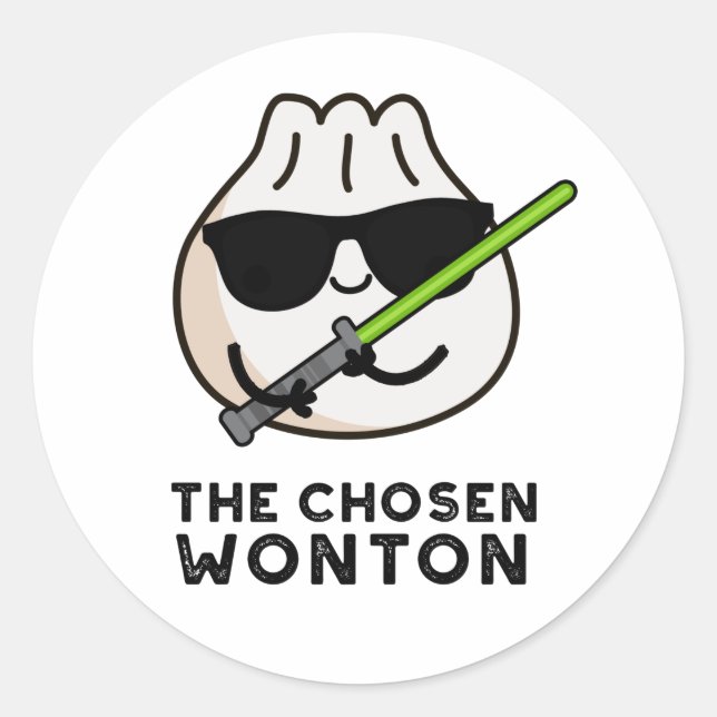 Die Wonton Funny Food Puppe Runder Aufkleber (Vorderseite)