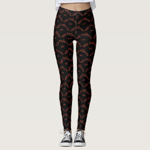 Die Worte "Happy Halloween" in orange auf schwarz Leggings