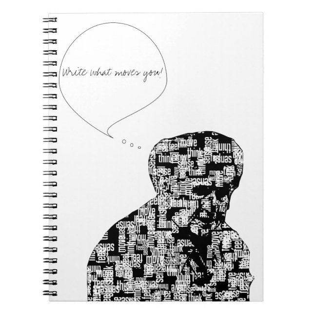 Die Wörter stellen das Mann-Notizbuch | her, zu Notizblock (Vorderseite)