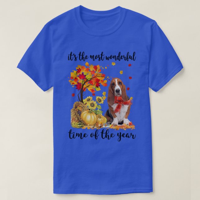 Die wunderbarste Herbstzeit Basset Hound Pu T-Shirt (Design vorne)