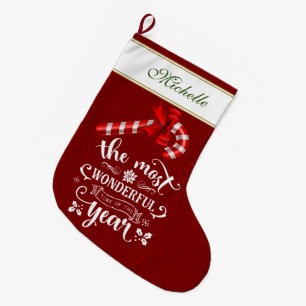 Die wunderbarste Zeit des Jahres Monogramm Großer Weihnachtsstrumpf