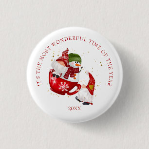 Die wunderbarste Zeit des Jahres Weihnachts-Gnom Button