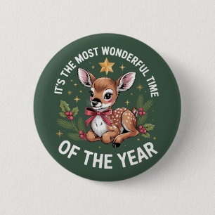 Die wunderbarste Zeit Vintage Hirsch Weihnachten Button