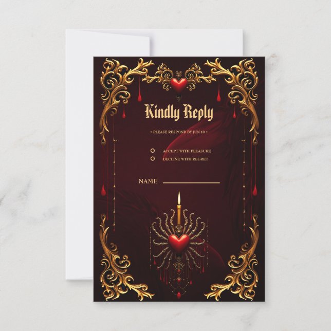 Die wunderschöne Kunst der gotischen Eleganz. Ro RSVP Karte (Vorderseite)