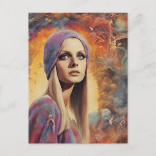 Die wunderschöne Retro Lady Painting Postcard Postkarte