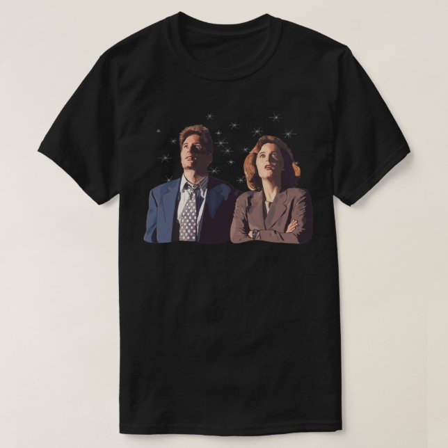 die X Dateien tief Hals Fox Mulder und Dana Scully T-Shirt (Design vorne)