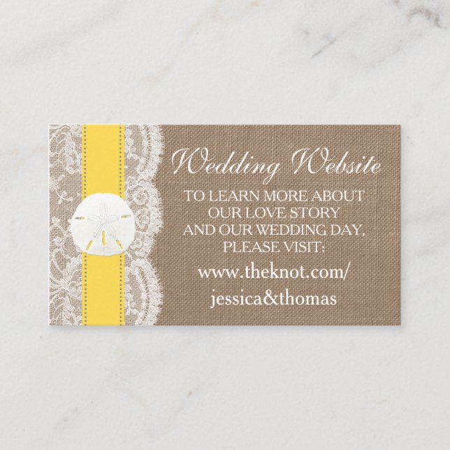 Die Yellow Sand Dollar Beach Hochzeitskollektion Begleitkarte (Vorderseite)