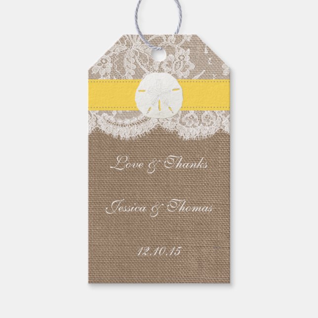 Die Yellow Sand Dollar Beach Hochzeitskollektion Geschenkanhänger (Vorderseite)