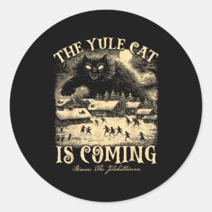 Die Yule-Katze kommt Gothic Weihnachten Wintersonn Runder Aufkleber