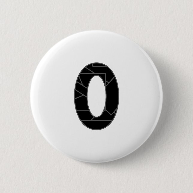Die Zahl Null (0) in schwarz Button (Vorderseite)