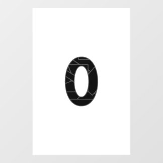 Die Zahl Null (0) in schwarz Fensteraufkleber