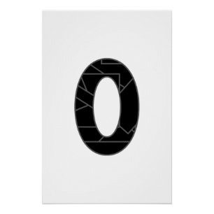 Die Zahl Null (0) in schwarz Poster
