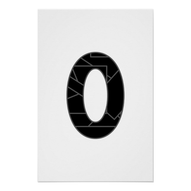 Die Zahl Null (0) in schwarz Poster (Vorderseite)