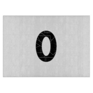 Die Zahl Null (0) in schwarz Schneidebrett