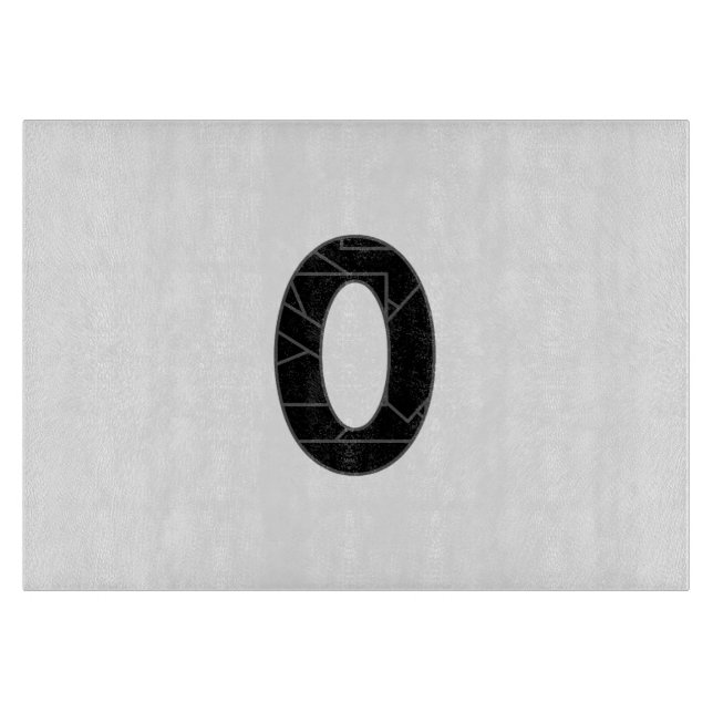 Die Zahl Null (0) in schwarz Schneidebrett (Vorderseite)