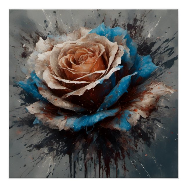 Die zauberhafte Eleganz von Beige und Blau Poster (Vorderseite)