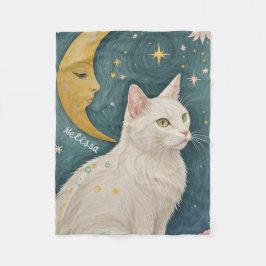 Die zauberhafte weiße Katze mit grünen Augen Fleecedecke