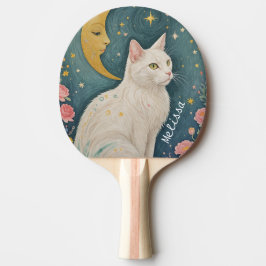 Die zauberhafte weiße Katze mit grünen Augen Tischtennis Schläger