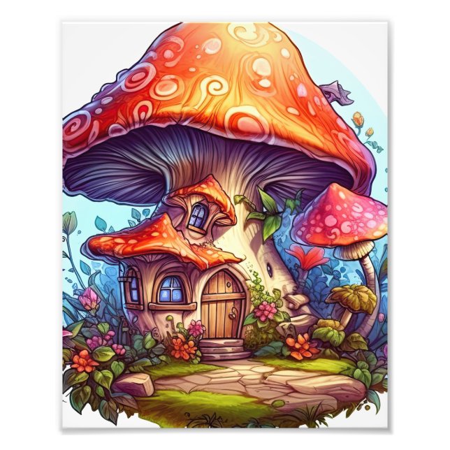 Die zauberhaften Gnome Pilze Blumengärten Fotodruck (Vorne)