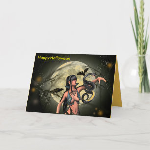 Die Zauberin zu Halloween Karte