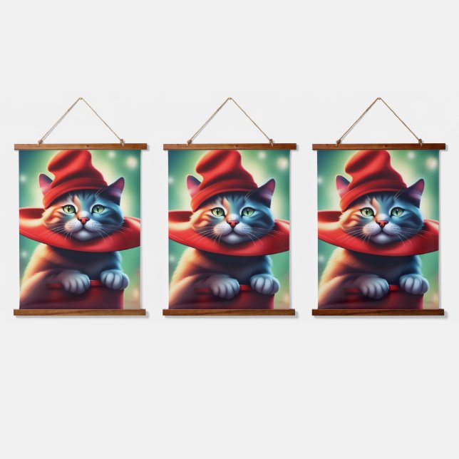 die Zauberkatze Wandteppich Mit Holzrahmen (Dreifach)