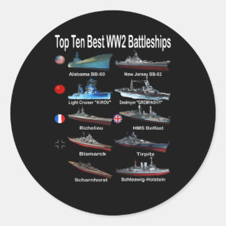 Die zehn besten WW2-Kampfschiffe für Marine Runder Aufkleber