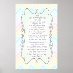 Die zehn Gebote für das Kinderplakat Poster