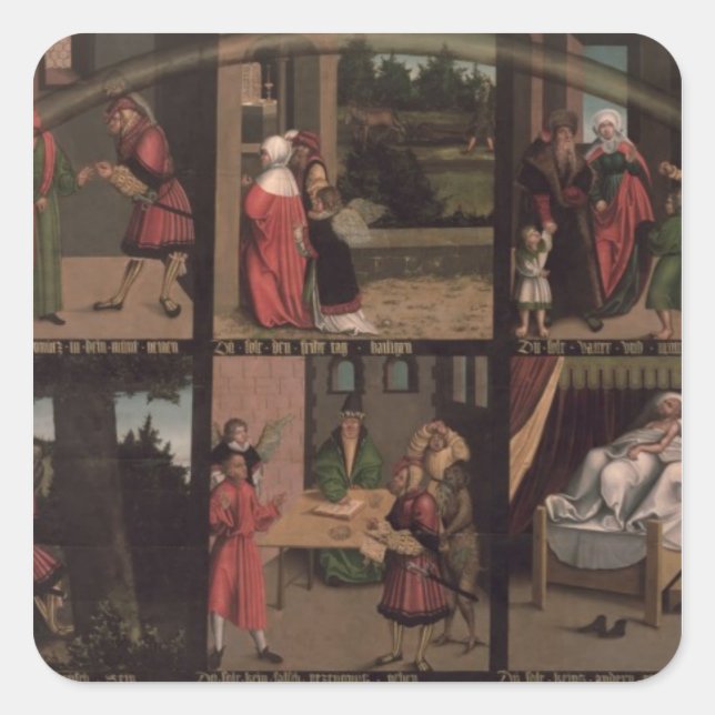 Die zehn Gebote Quadratischer Aufkleber (Vorderseite)