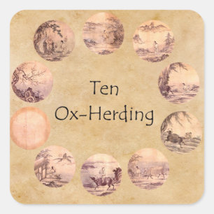Die zehn Oxherding-Bilder Quadratischer Aufkleber