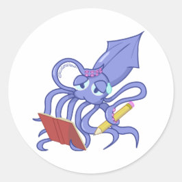 Die zeichnenden Calamari Runder Aufkleber