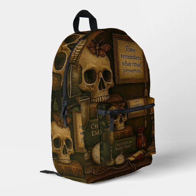 Die Zeit erinnert sich Bedruckter Rucksack (Rückseitige Ecke links)