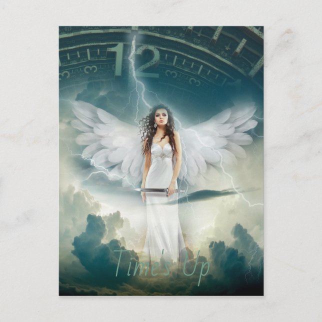 Die Zeit für die Bewegung der Frau Angel Wings Uhr Postkarte (Vorderseite)