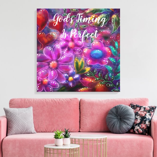 Die Zeit Gottes ist perfekt Abstrakt rosa und blas Leinwanddruck (Insitu (Wohnzimmer))