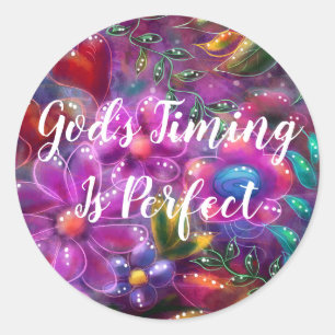 Die Zeit Gottes ist perfekt Abstrakt rosa und blas Runder Aufkleber