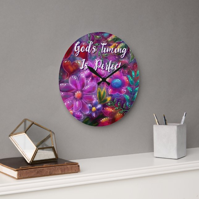 Die Zeit Gottes ist perfekt Personalisiert Große Wanduhr (Büro)