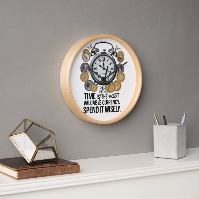 Die Zeit ist die wertvollste Währung Uhr (Büro)