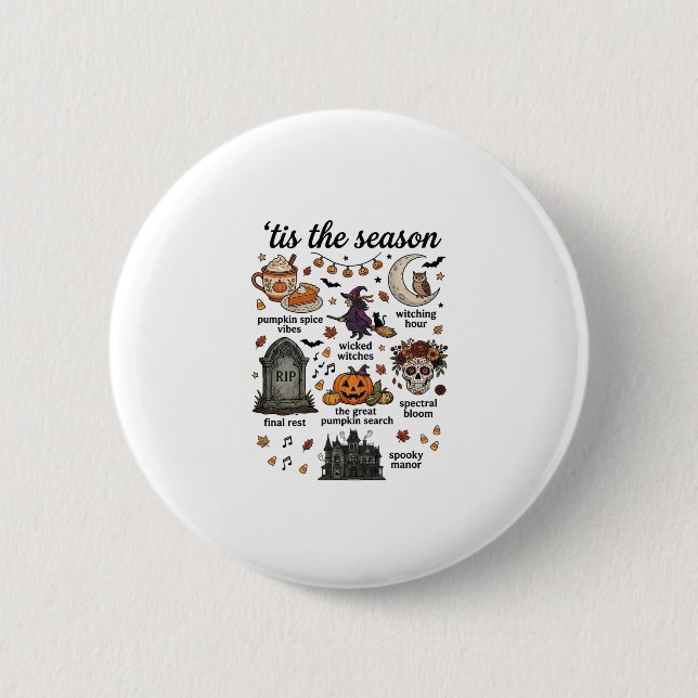 Die Zeit ist Halloween Hexe Kürbis Schädel_1 Button (Vorderseite)