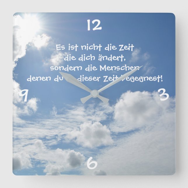 Die Zeit.... Quadratische Wanduhr (Vorderseite)